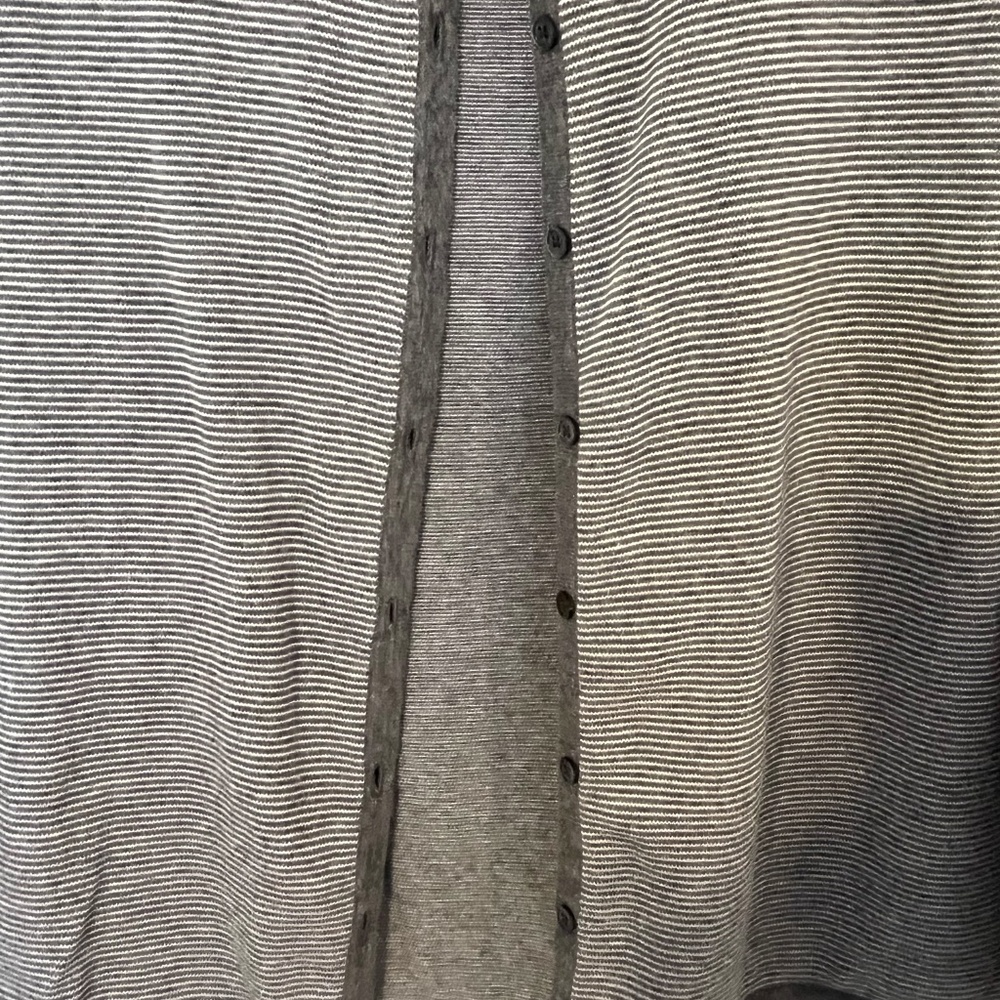 Calvin Klein 2 Piece Tank Top Cardigan Set Women 100% Cotton Gray White Stripe M - Picture 4 of 16